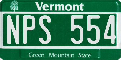 VT license plate NPS554