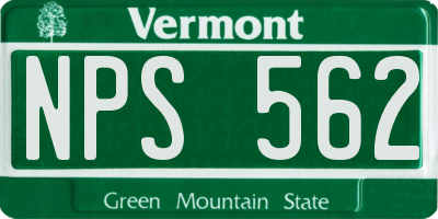 VT license plate NPS562