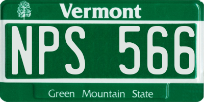 VT license plate NPS566