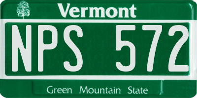 VT license plate NPS572