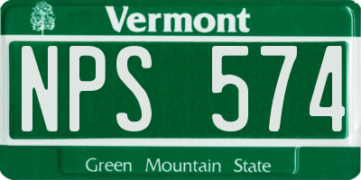 VT license plate NPS574
