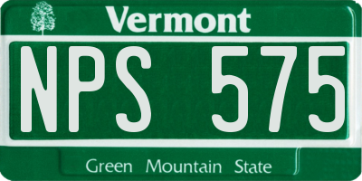 VT license plate NPS575
