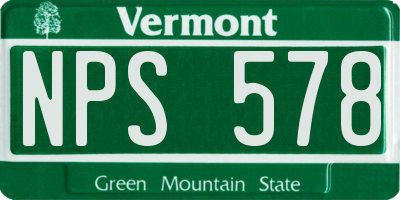 VT license plate NPS578