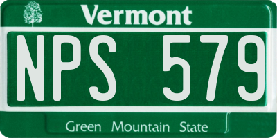 VT license plate NPS579