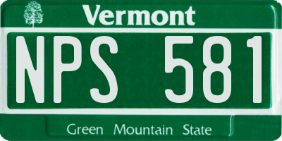 VT license plate NPS581
