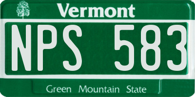 VT license plate NPS583