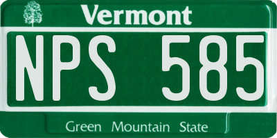 VT license plate NPS585