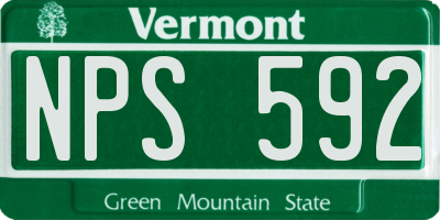 VT license plate NPS592