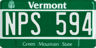 VT license plate NPS594