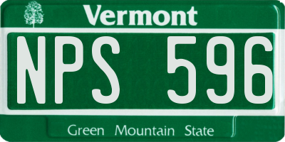 VT license plate NPS596