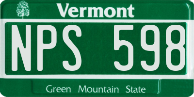 VT license plate NPS598