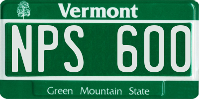 VT license plate NPS600