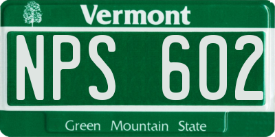 VT license plate NPS602