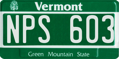 VT license plate NPS603