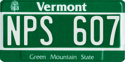 VT license plate NPS607