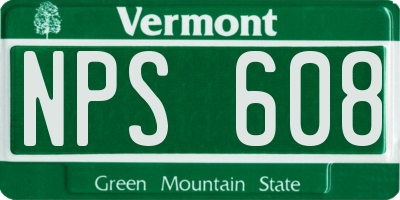 VT license plate NPS608