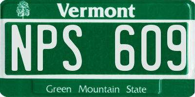 VT license plate NPS609