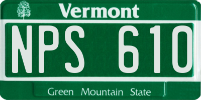 VT license plate NPS610