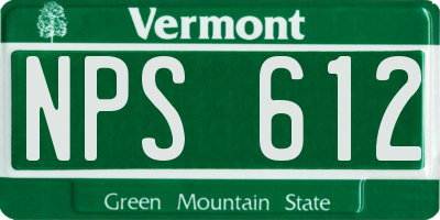 VT license plate NPS612