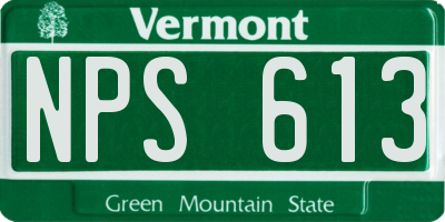 VT license plate NPS613