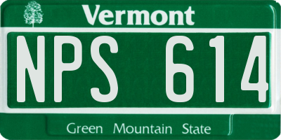 VT license plate NPS614