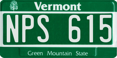 VT license plate NPS615