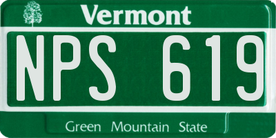 VT license plate NPS619
