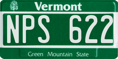 VT license plate NPS622