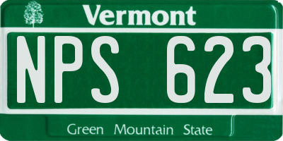 VT license plate NPS623