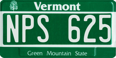 VT license plate NPS625