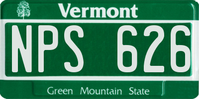 VT license plate NPS626