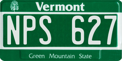 VT license plate NPS627