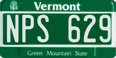 VT license plate NPS629