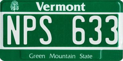 VT license plate NPS633