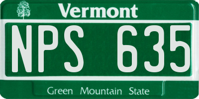 VT license plate NPS635