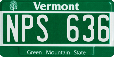 VT license plate NPS636