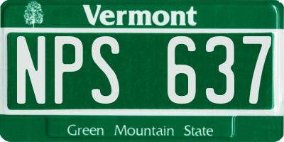 VT license plate NPS637