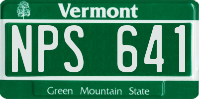 VT license plate NPS641