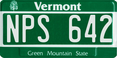 VT license plate NPS642