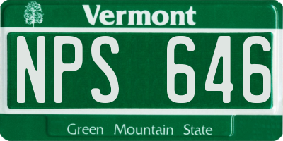 VT license plate NPS646