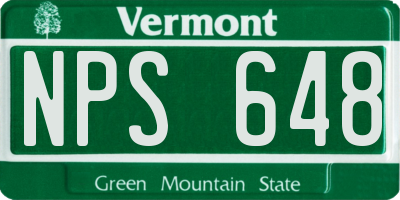 VT license plate NPS648