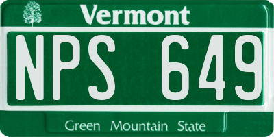 VT license plate NPS649