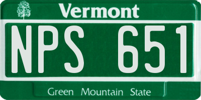 VT license plate NPS651