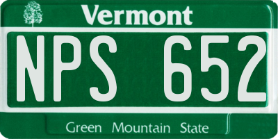 VT license plate NPS652