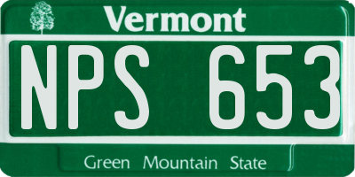 VT license plate NPS653