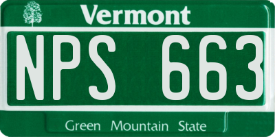 VT license plate NPS663