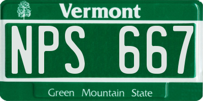 VT license plate NPS667
