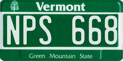 VT license plate NPS668