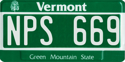 VT license plate NPS669