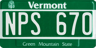 VT license plate NPS670